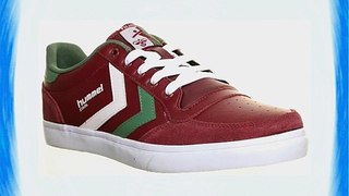 Hummel Stadil Low Unisex Leather Trainers Lace Up Running (45 Burgundy )