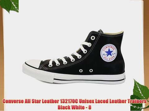 Converse All Star Leather 132170C Unisex Laced Leather Trainers Black White - 8