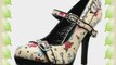 Pinup Couture 4 1/2 Heel 1/2 P/F Mary Jane Pump W/ Buckle Straps Detail Color Cream Pu (Tattoo