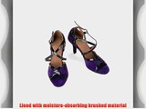 Abby Q-8058 Womens Latin Tango Cha-cha Ballroom 3.4 Heel Dance Shoes Purple UK Size3.5