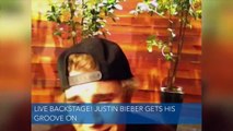 Justin Bieber Gets His Groove On Backstage on The Ellen DeGeneres Show   February 4, 2015