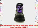 New Ladies/Womens Grey/Lilac Fur Lined Lace Up Walking Boots - D.Grey/L.Grey/Lilac - UK SIZE