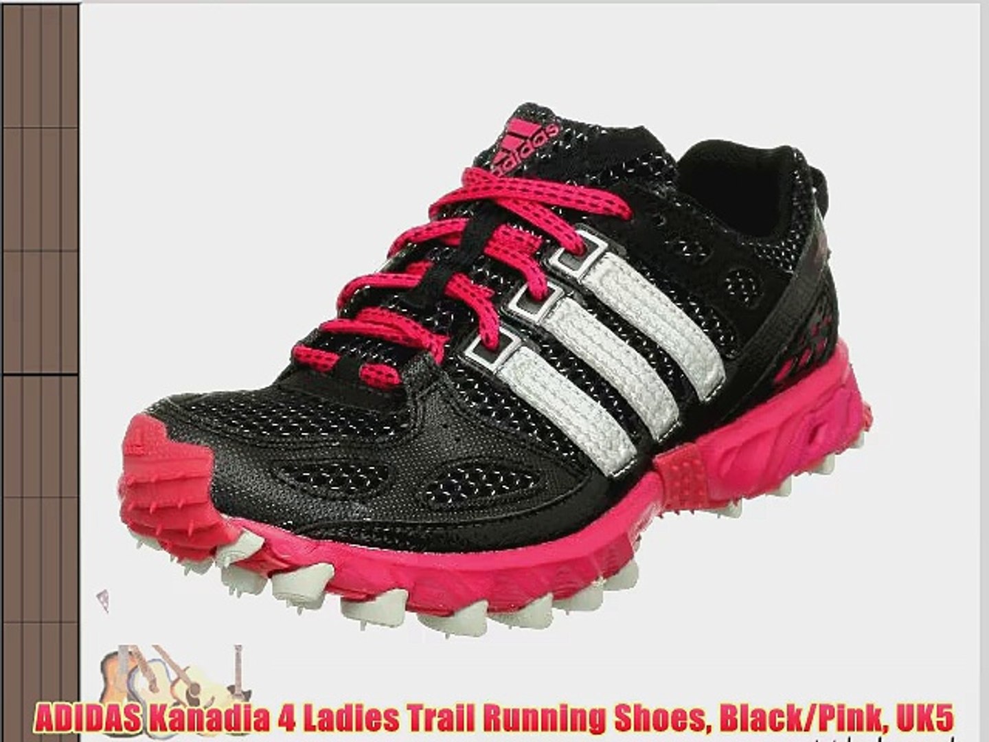 ⁣ADIDAS Kanadia 4 Ladies Trail Running Shoes Black/Pink UK5