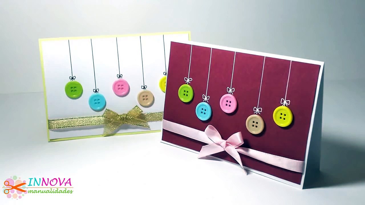 Manualidades para Navidad: TARJETAS de NAVIDAD con Botones - DIY Innova Manualidades