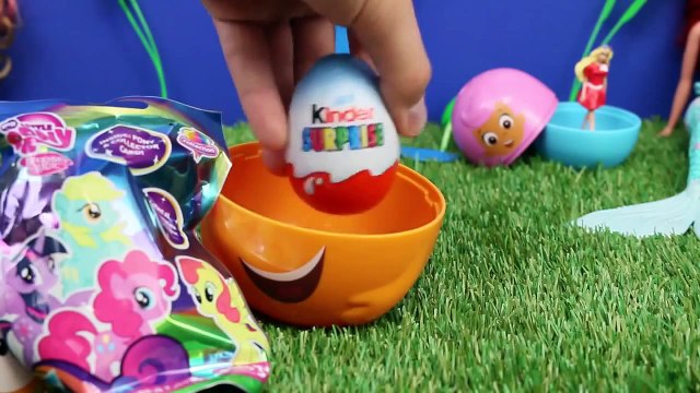 Bubble Guppies Kinder Surprise Eggs Barbie Shopkins Ariel Mermaid Mike The Merman Stacking Cups