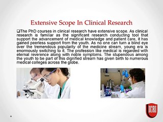 Popularity of PhD Courses in Clinical Research Among the Youth