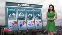 Sun forecast for Seoul on Thursday, showers linger elsewhere