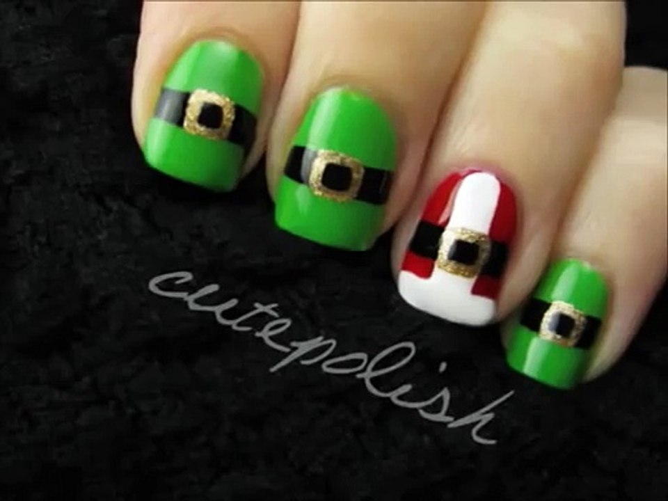 Santa and Elf Suit Nail Art