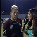 A player in Venezuela was giving his post match interview see what happened