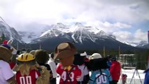 NFL Mascots Skiing & Falling At Lake Louise
