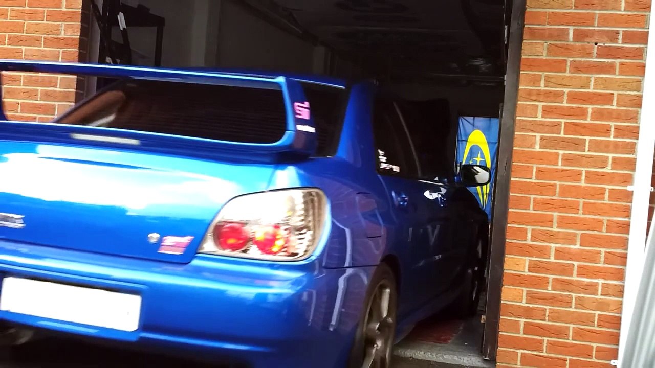 Subaru Impreza WRX STI with 3" Milltek turbo back , de-cat exhaust (stationary)