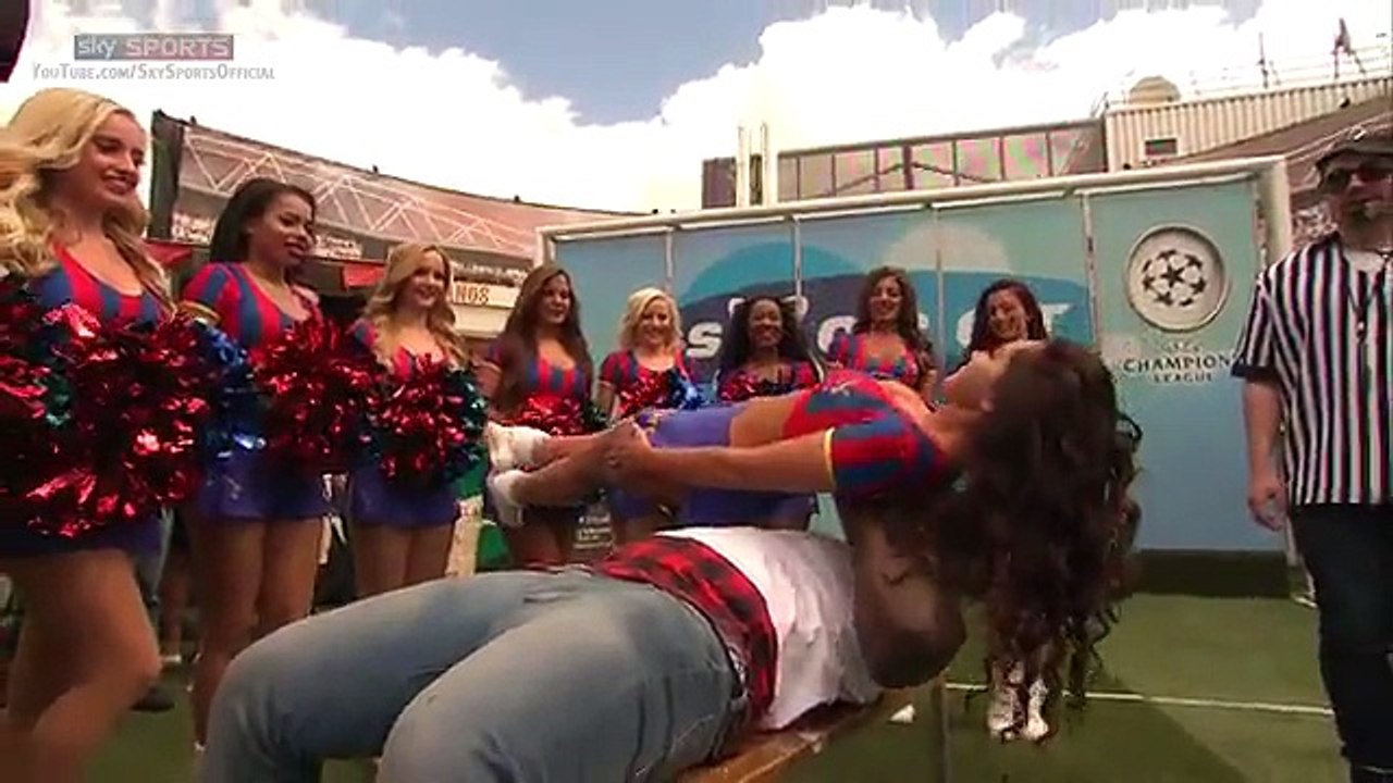 Look how Adebayo Akinfenwa bench press a cheerleader