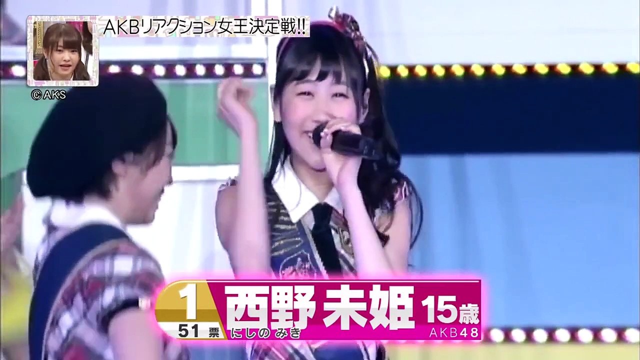 【放送事故】 AKB48 西野未姫 転倒パンツ全開 柏木由紀に顔面蹴り事故 リアクション女王対決 谷真理佳 SKE48 NMB48 HKT48 乃木坂46