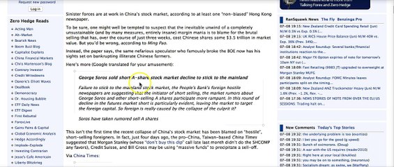 CHINA STOCK MARKET COLLAPSE  Blamed On SOROS