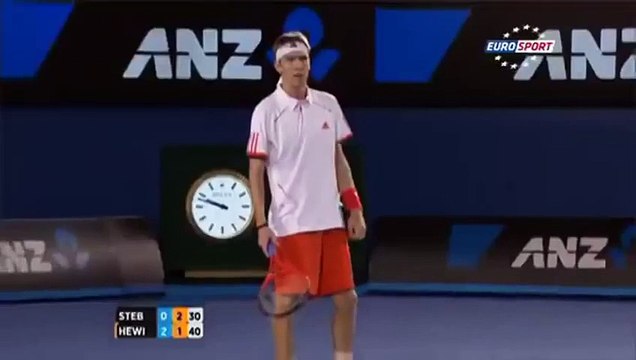 Tennis Ball girl picks up bug on tennis court