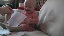 baby laughing Hysterically at Ripping Paper (Original)