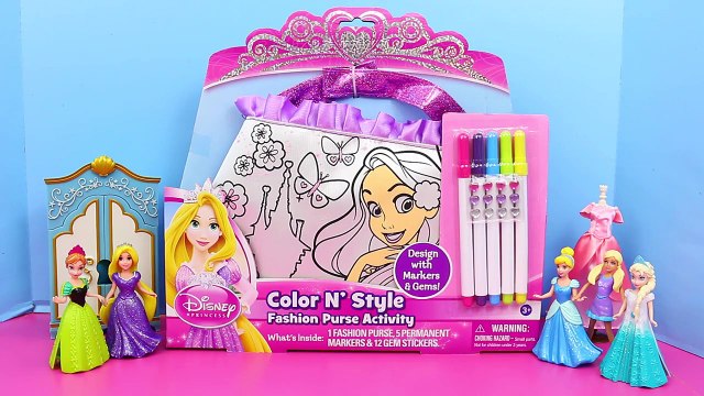 DISNEY PRINCESS Rapunzel Tangled Coloring Purse & MagiClip Dolls DIY Purse by DisneyCarToys