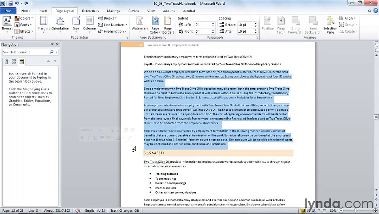 MS Word columns