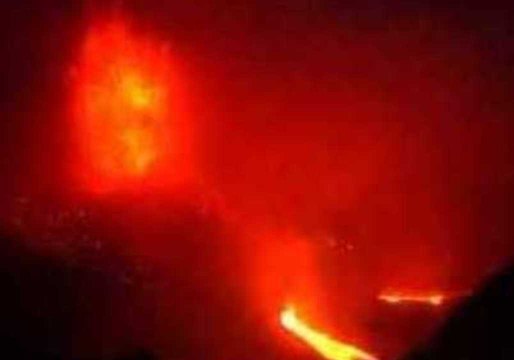 Lava Churns Inside the Crater of Mount Raung