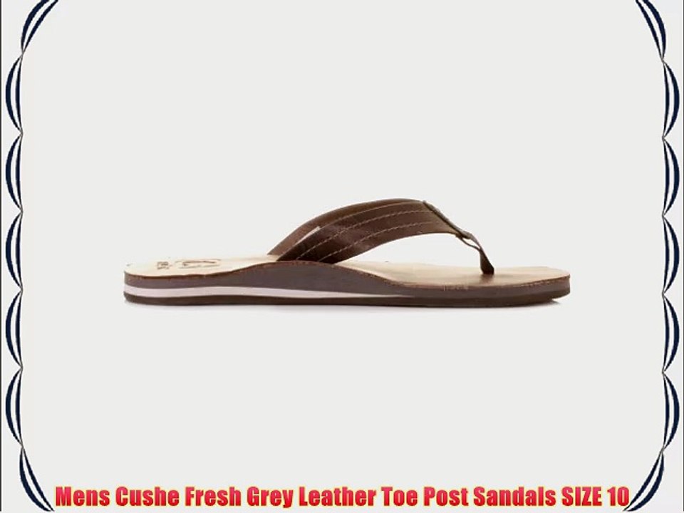 Mens Cushe Fresh Grey Leather Toe Post Sandals SIZE 10