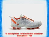 On Running Shoes ?- Swiss Made Mens Cloudsurfer - Silver/Orange - 9 UK