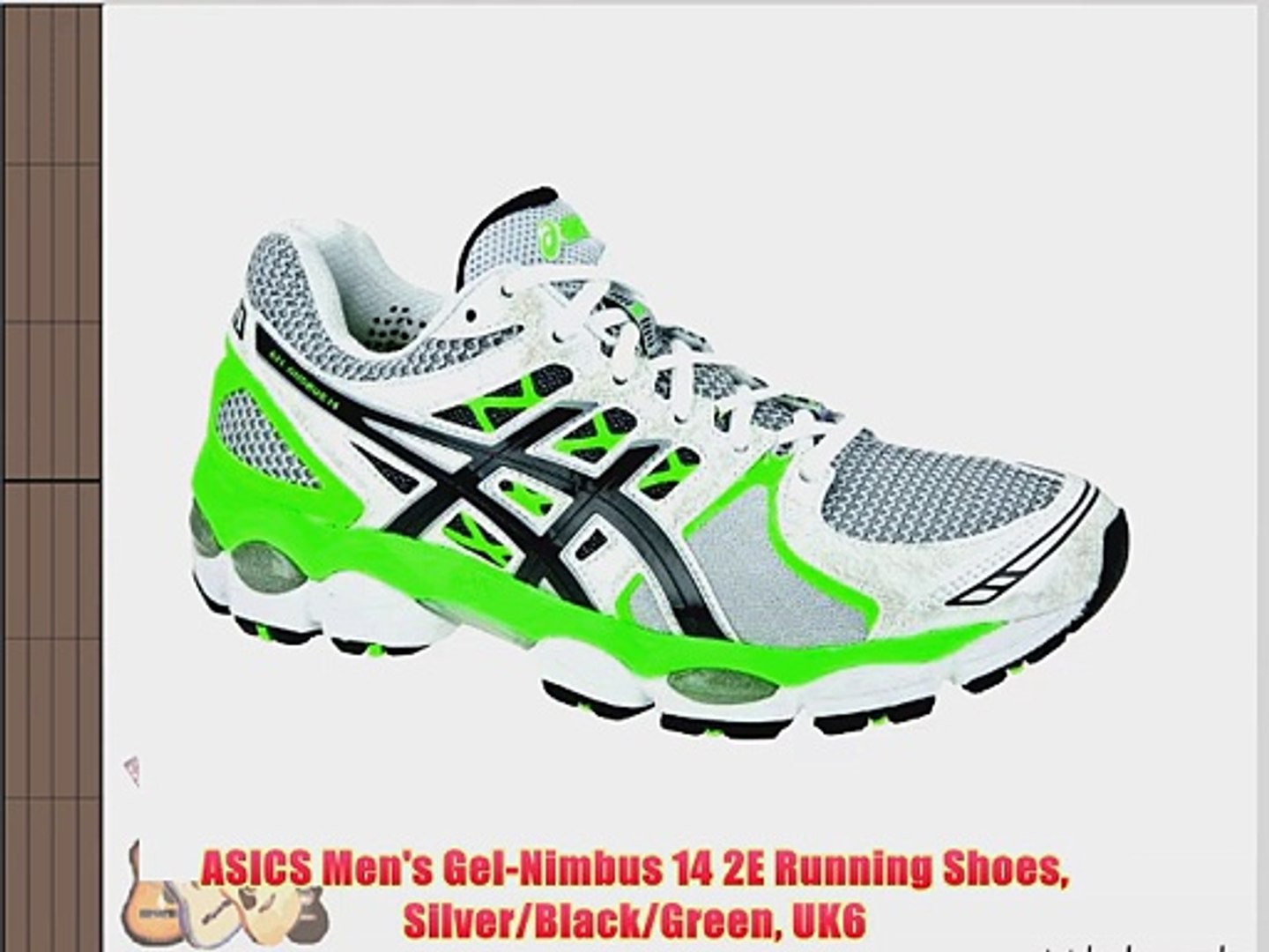 ASICS Men's Gel-Nimbus 14 2E Running Shoes Silver/Black/Green UK6 - video dailymotion