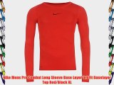 Nike Mens Pro Combat Long Sleeve Base Layer Dri Fit Baselayer Top Red/Black XL