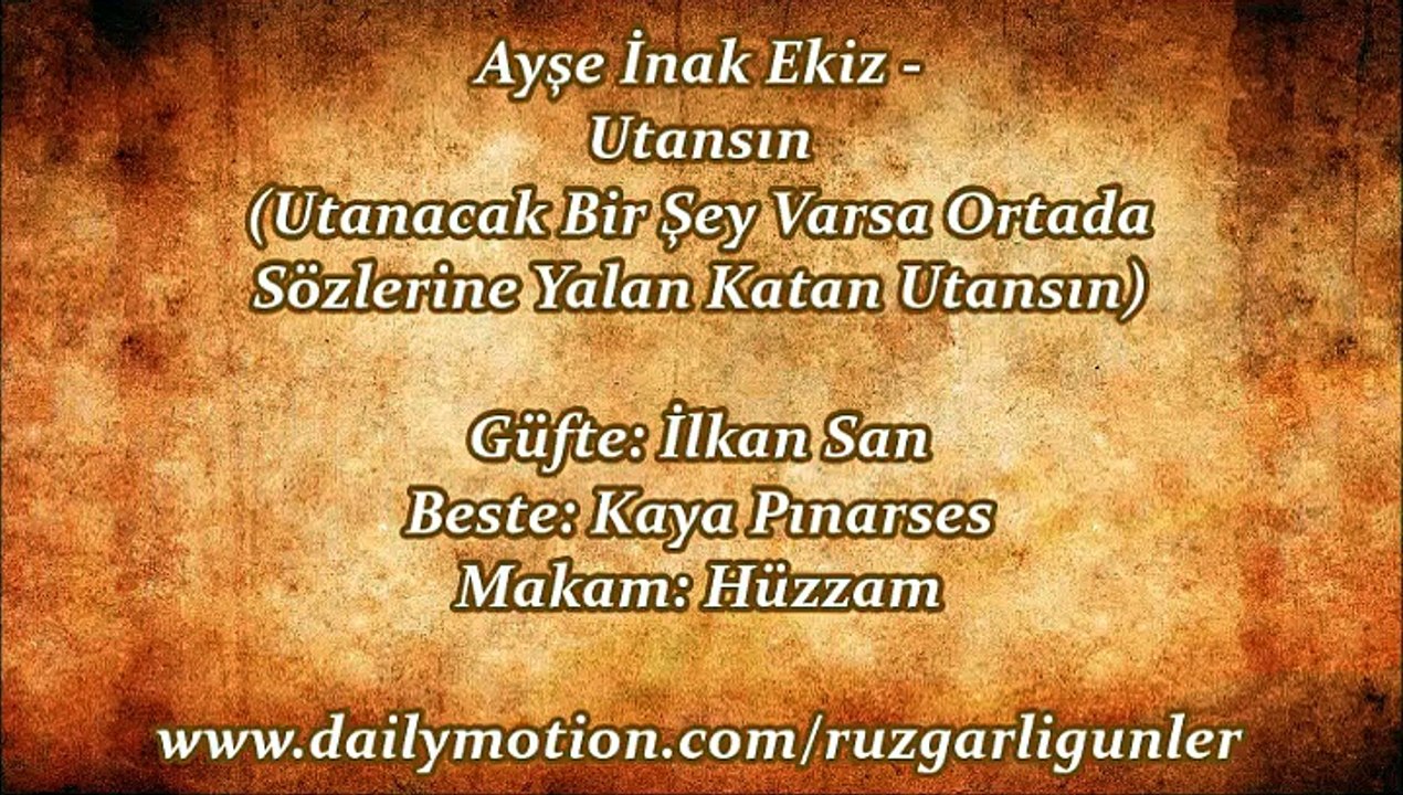 Ayşe İnak Ekiz-Utansın (Utanacak Bir Şey Varsa Ortada)