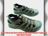 Size 11 Shoreside Mens Sf566 Brown Slip On Leather Toggle Surf Aqua Water Sandals