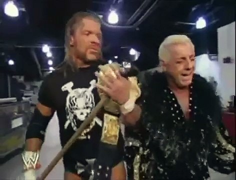 Triple H & Ric Flair get stopped by Eric Bischoff backstage RAW 2005