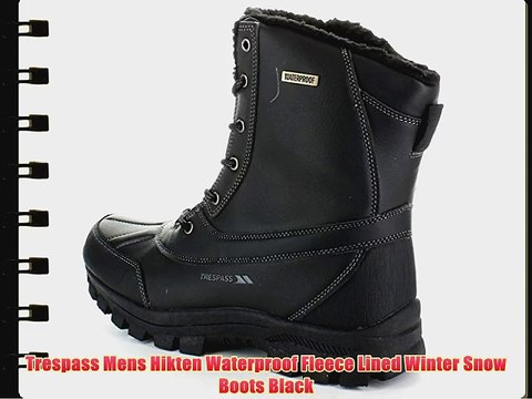 Trespass Mens Hikten Waterproof Fleece Lined Winter Snow Boots Black