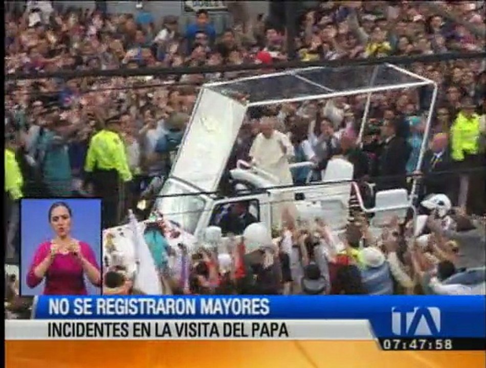 No se registraron mayores incidentes en la visita del Papa