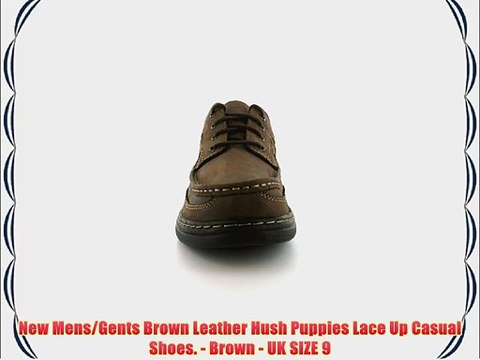 New Mens/Gents Brown Leather Hush Puppies Lace Up Casual Shoes. - Brown - UK SIZE 9