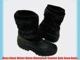Mens Black Winter Warm Waterproof Comfort Rain Snow Boots