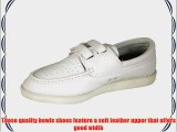 Men's Superb Quality Leather Velcro Lawn Bowls Shoes White UK 12
