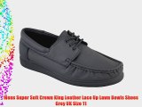 Mens Super Soft Crown King Leather Lace Up Lawn Bowls Shoes Grey UK Size 11