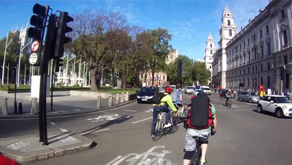 Cyclist comes inches away from collision with truck