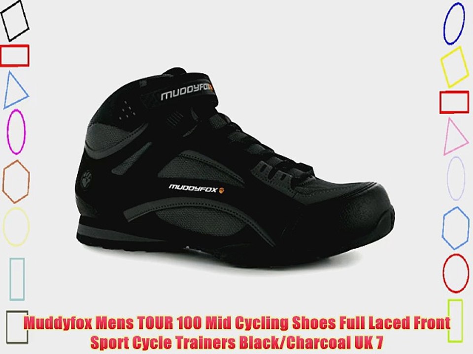 Muddyfox Mens TOUR 100 Mid Cycling Shoes Full Laced Front Sport Cycle Trainers Black/Charcoal