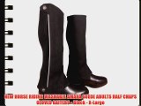 NEW HORSE RIDING WASHABLE AMARA SUEDE ADULTS HALF CHAPS GLOVES GAITERS - Black - X-Large