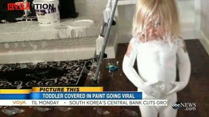 2-Year-Old Little Girl Covers Herself in White Paint