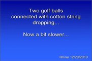 Dropping Balls attached by rubber bands - what happens to gravity???
