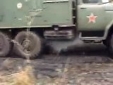 Russian ZIL 6x6 truck goes offroading