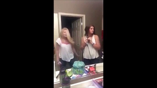 Singing Girl Uses Hot Hair Straighteners As A Micro