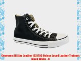 Converse All Star Leather 132170C Unisex Laced Leather Trainers Black White - 9