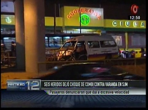 SJM: choque de combi contra baranda dejó seis pasajeros heridos