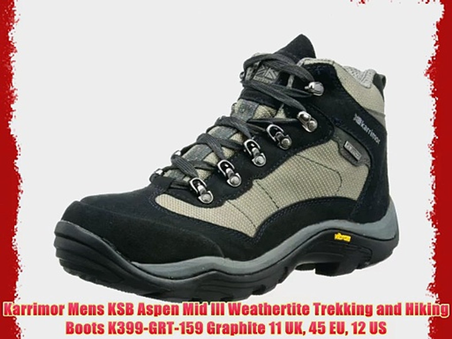 Karrimor Mens KSB Aspen Mid lll Weathertite Trekking and Hiking Boots  K399-GRT-159 Graphite - video Dailymotion