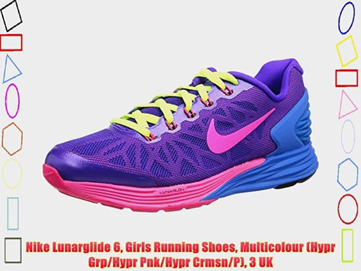 Nike Lunarglide 6 Girls Running Shoes Multicolour (Hypr Grp/Hypr Pnk/Hypr  Crmsn/P) 3 UK - video dailymotion