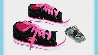 Size 2 Girl's Jazzy Heelys Black And Pink Two Wheel Canvas Trainers