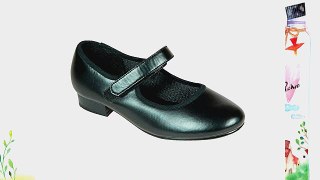 Children's Velcro Fastening Low Heel PU Tap Shoes. Black or White. Sizes 5 Junior to 2 Large.