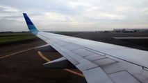 Garuda Indonesia B 737-800NG taxi after landing at Soekarno Hatta International Airport in Jakarta